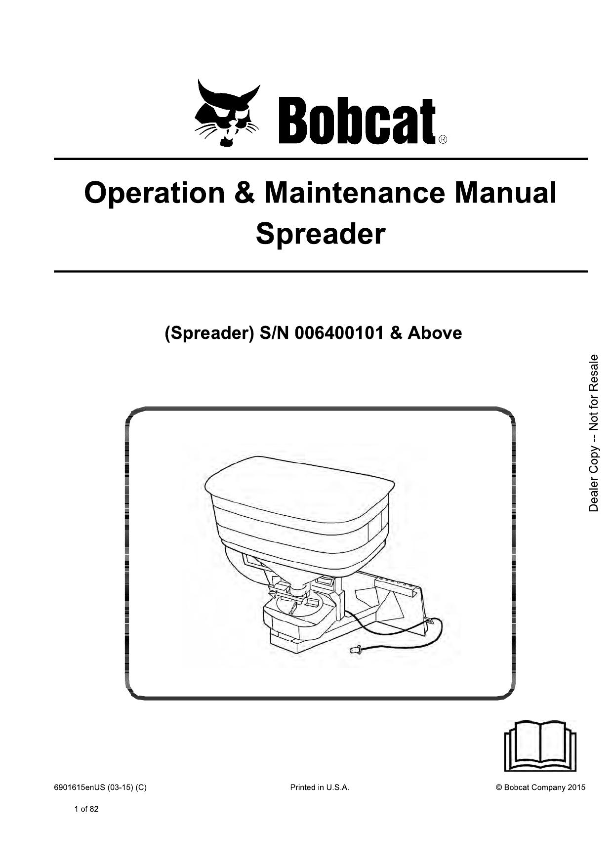 Spreader Attachment Operation & Maintenance Manual Bobcat